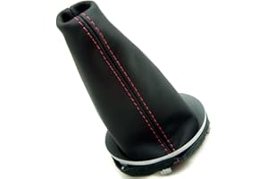 Autoguru Manual Shift Boot Synthetic Leather Black, Red Stitch Made for Mini Cooper R55 R56 R57 07-14
