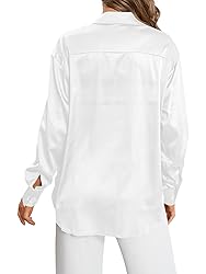 MakeMeChic Women's Satin Silk Long Sleeve Blouse