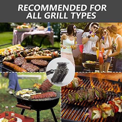 AOTOP Grill Brush and Scraper, BBQ Grill Brush Cleaner, 18'’ Stainless Steel Woven Wire 3 in 1, Barbecue Grill Cleaning Brush Kit 360° Rotation Clean Safe, Durable & Effective Barbecue Tool