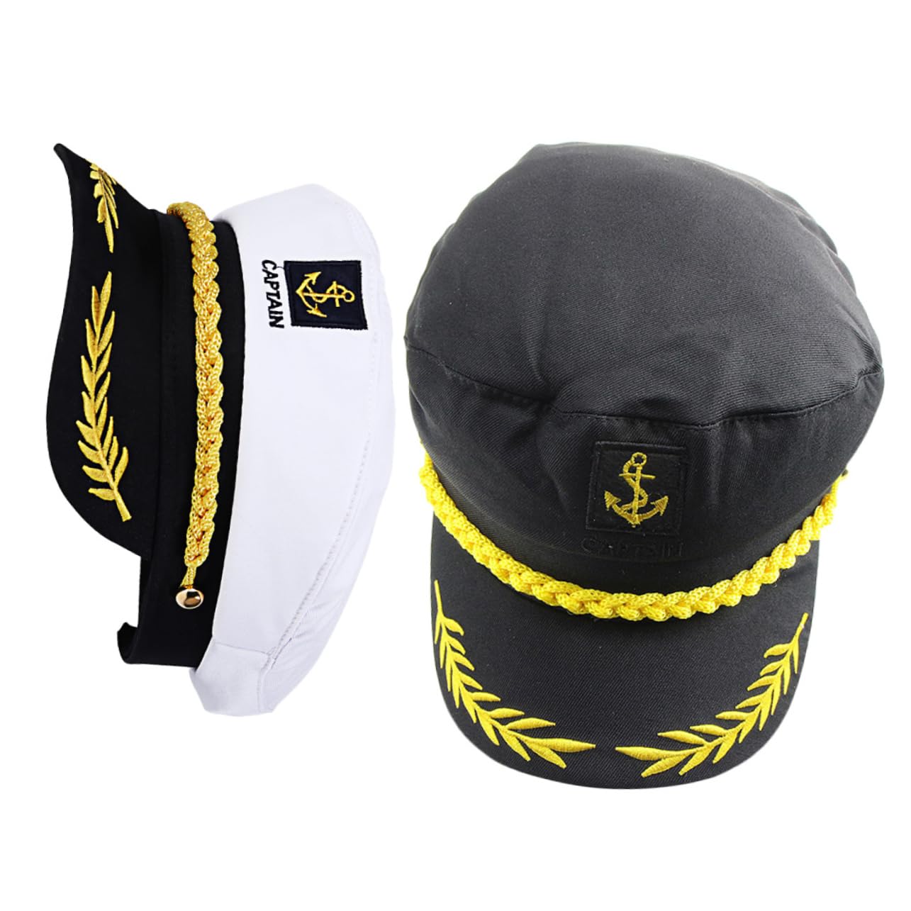USHOBE 2pcs White Captain Sailor Usa Hat Sailboat Accessories Decked Accessories Boat Hats Captain Costume Hat Captain Hats for Men Fun Boat Accessories Sailor Hats Adult Boating