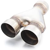 Exhaust Y Pipe 3" Inlet, A-KARCK 3" Outlet Y Pipe Create Dual Exhausts Withstands High Temperatures
