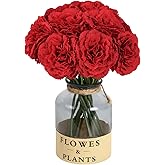 IPOPU Red Carnation Flowers Artificial 10PCS Fake Carnations Silk Flowers with Stems 11.4" Artificial Red Flowers for Bridal Shower Decorations Wedding Centerpieces for Tables Home Party