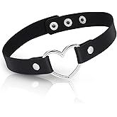 Black Collar for Women, Adjustable Heart Choker Necklace, Soft PU Leather Punk Necklace Gothic Collar Necklaces Jewelry for Parties & Cosplay