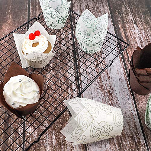 image for BAKHUK 200pcs Tulip Baking Cups Muffin Liners Wrappers Baking Cup Hold