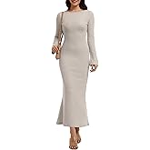 Simlakey Women Maxi Sweater Dresses Bodycon Long Ribbed Knit Dress Crew Neck Long Sleeves Slim 2025 Trendy Winter Outfit