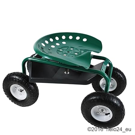 Fahrbarer Gartensitz Stahgestell mit Luftreifen Gartenhocker