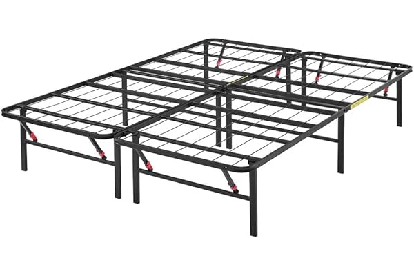 Amazon Basics Foldable Metal Platform Bed Frame with Tool Free Setup, 14 Inches High, Queen, Black