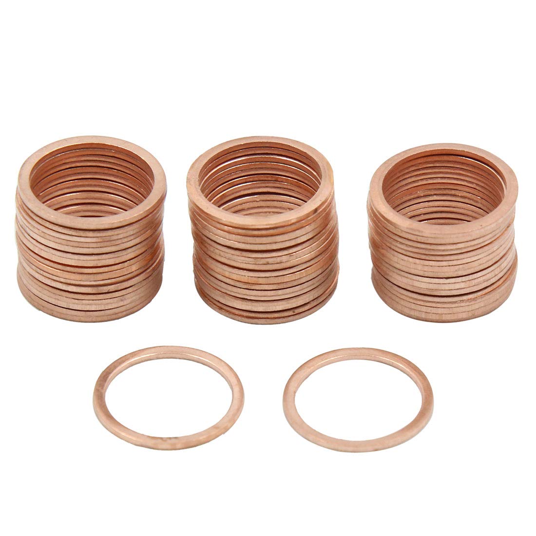 X AUTOHAUX 17mm Inner Dia Copper Crush Washers Flat Sealing Gaskets Rings 50pcs