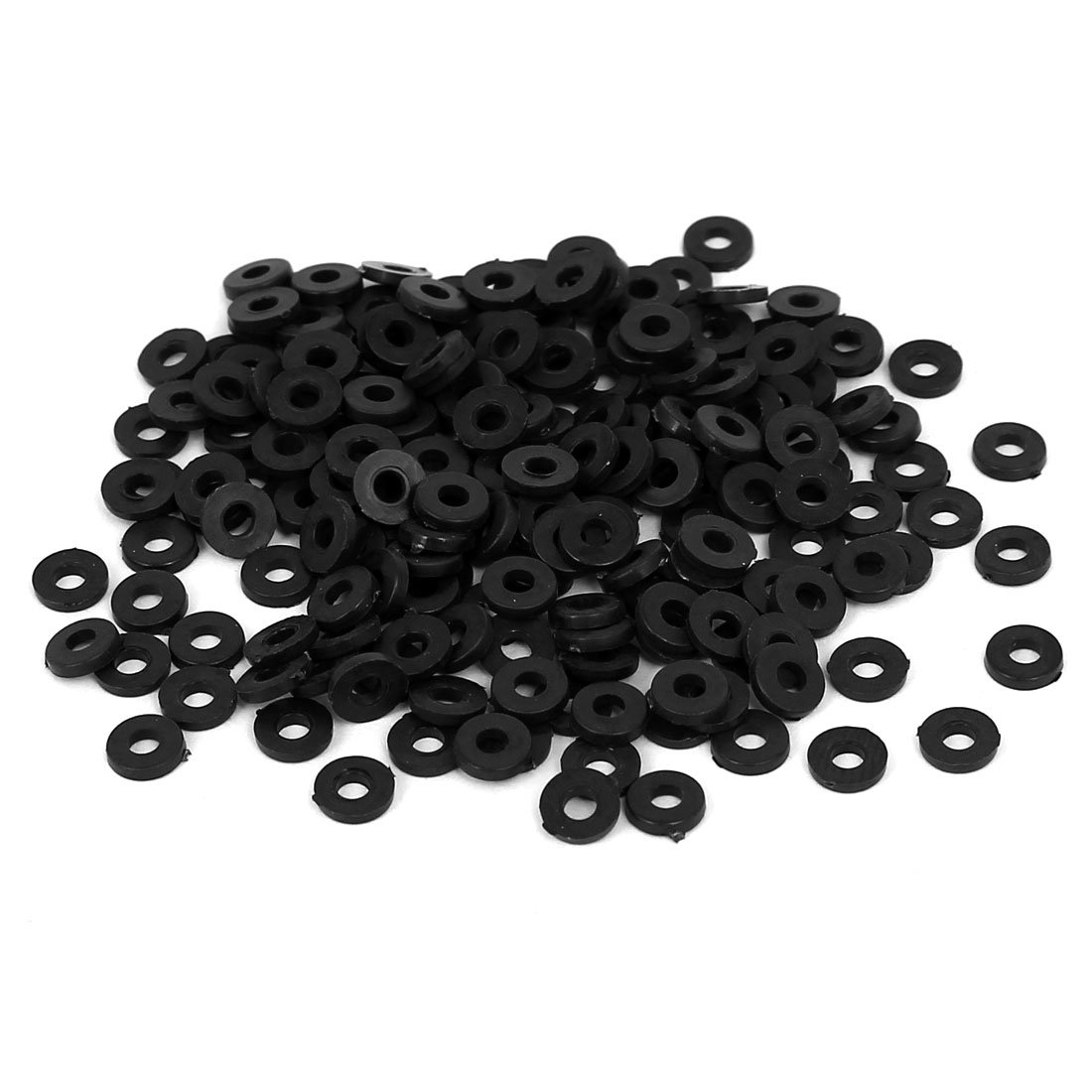 Sourcingmap M2 x 5mm x 1mm Nylon Flat Insulating Washers Gaskets Spacers Fastener for Faucet Pipe Water Hose Black 300PCS