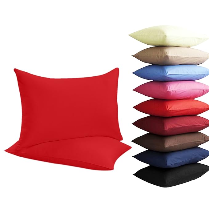 NEW 2 x PILLOW CASES HOUSEWIFE PLAIN COVER POLY COTTON BEDROOM LUXURY