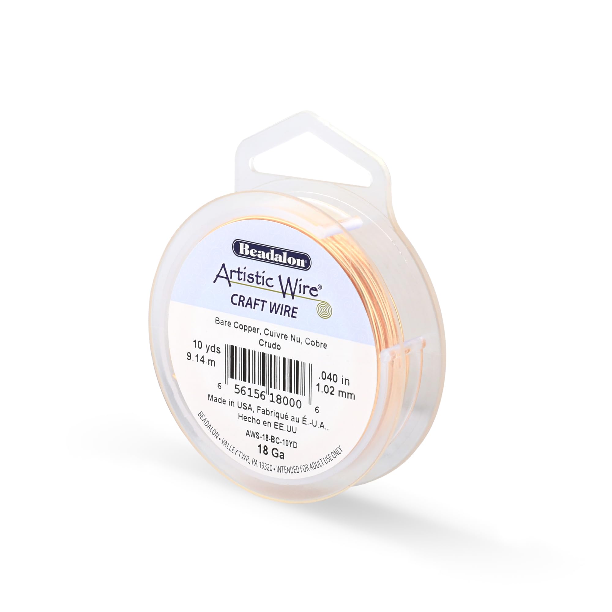 Beadalon 10-Yards Artistic 18-Gauge Bare Wire, Copper