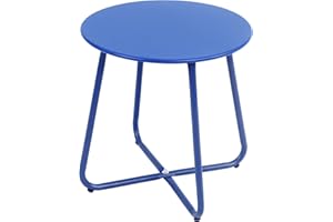 EORTHEX OUTDOOR FANCY EortheX Small Round Metal Coffee Side Birstro Table – Sturdy & Weather-Resistant Accent Table for Patio, Balcony Indoor Outdoor Use - Metal Midnight Blue