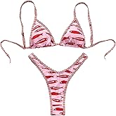 WDIRARA Women's Graphic Bikini Set Triangle High Cut Swimsuit 2 Piece Bathing Suit