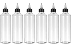 PATIKIL 8oz(240ml) Plastic Dispensing Bottle, 6Pcs Squeeze Empty Bottles with Black Twist Cap for Liquids, Inks, Oils, Sauces