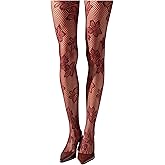 Milumia Women's Floral Lace Fishnet Tights Rose Pattern Sheer Mesh Pantyhose Stockings