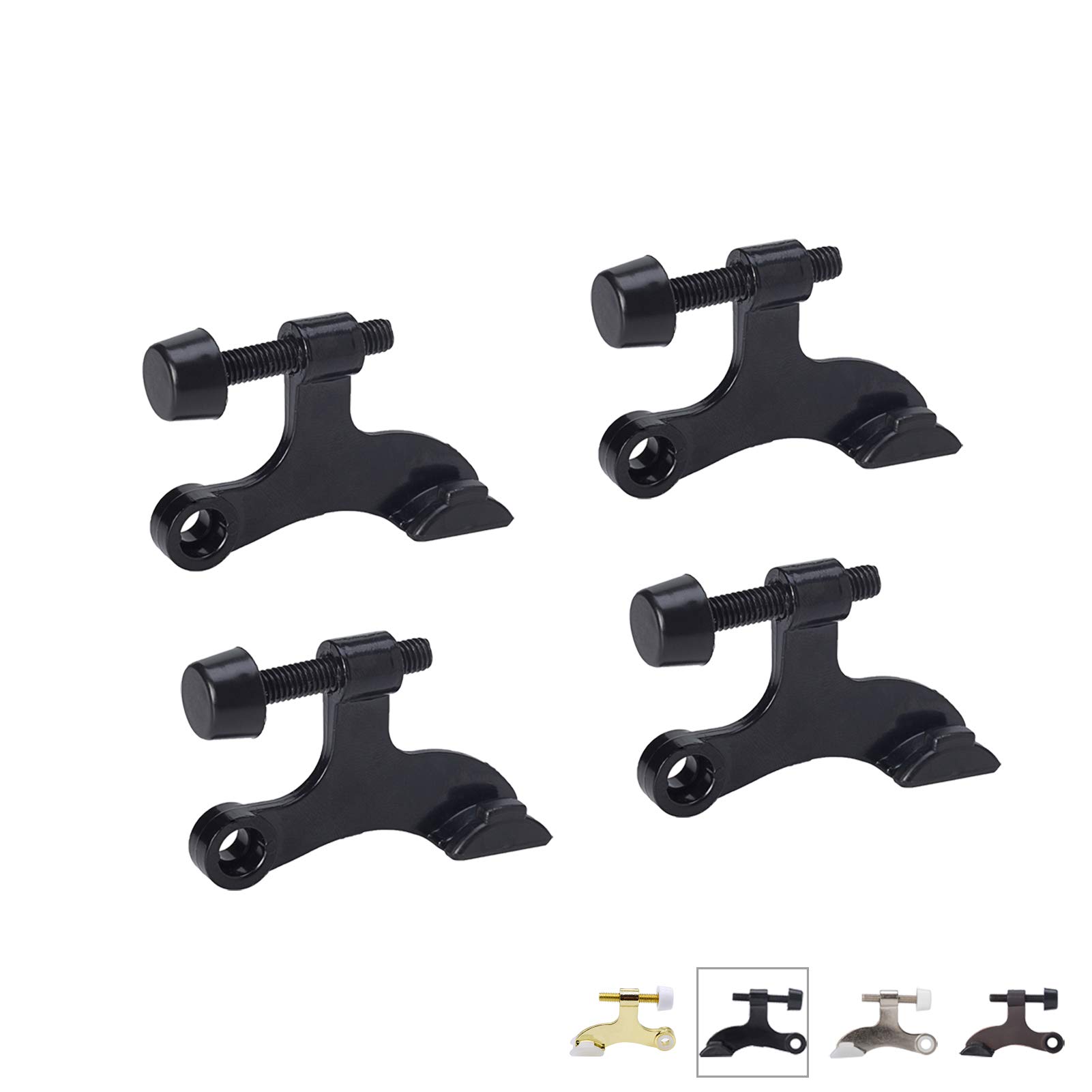 Photo 1 of Enconker Hinge Pin Door Stopper Black 4 Pack, Adjustable Head Screw Heavy Duty Door Stopper Wall Protector, Door Stops Hinge Pin Convenient Easy Installation Rubber Bumper Tips Prevent Wall Damage