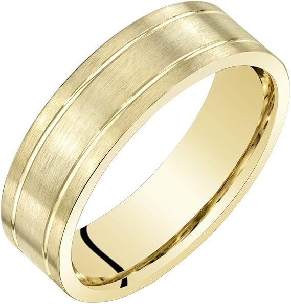 Amazon メンズ 14k イエローゴールド 結婚指輪 6mm クラシック つや消し マット 快適フィット サイズ8 14 リング 通販