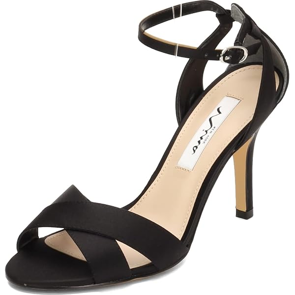 Amazon.com | NINA Womens Volanda Satin Embellished Dress Sandals Black 5.5  Medium (B,M) | Heeled Sandals
