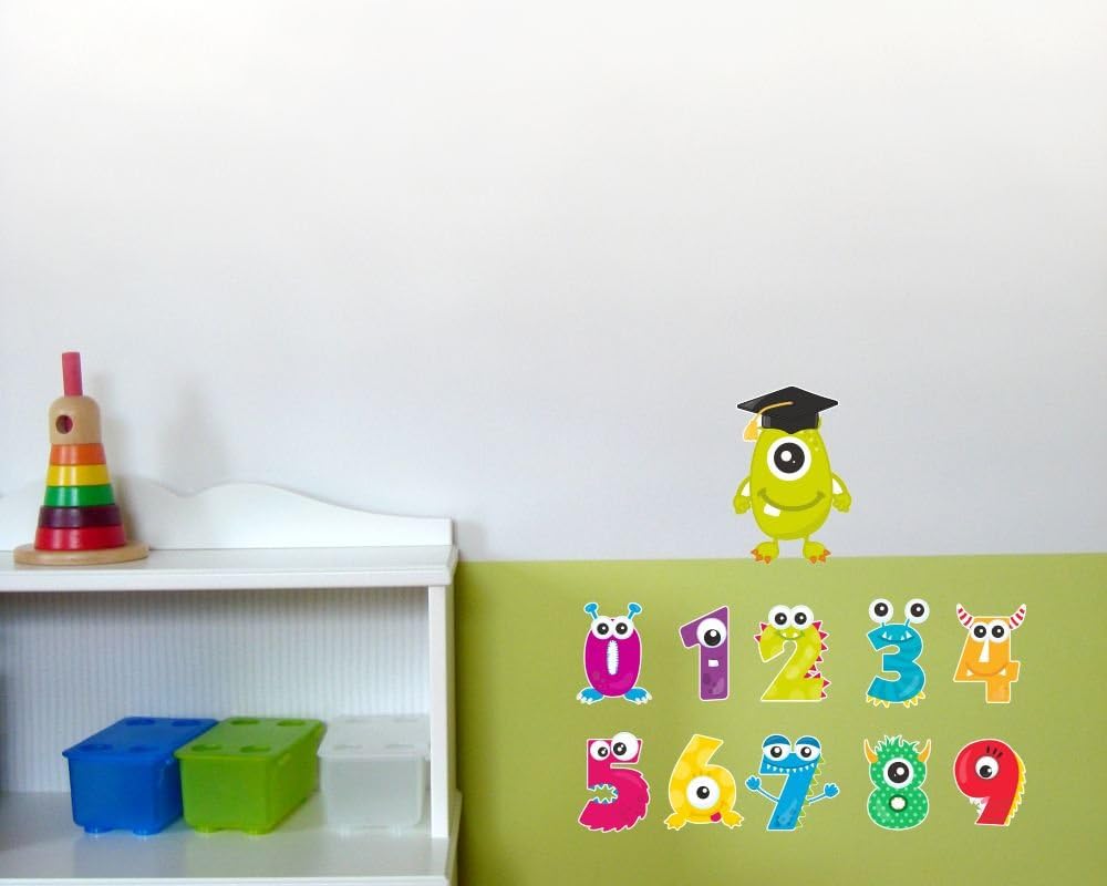 Samunshi® 11 Piece Numbers Monster Wall Tattoo Set for Child's Bedroom Baby Room, multicoloured, 2x 21x34cm - Image 4