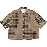 SOLY HUX Men's Vintage Plaid Button Down Shirts Short Sleeve Collared Shirt Tops Streetwear