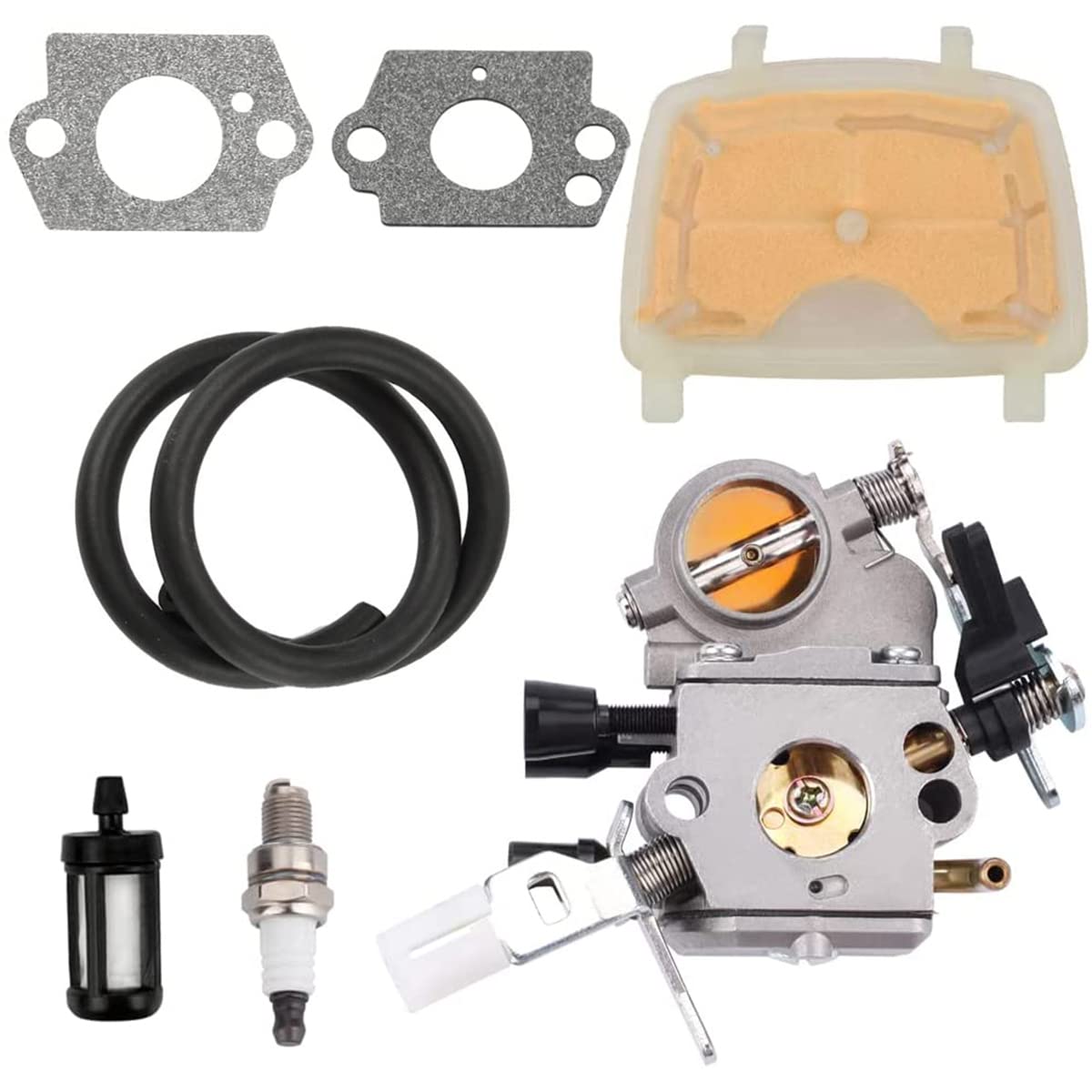 ZAMDOE Carburetor Kit for STIHL MS171 MS181 MS211 MS181 2 Mix MS181C MS181C-BE MS181CBE 2 Mix MS181C-BE Z Chainsaw, Replaces C1Q-S268, C1Q-S269, with Air Filter Spark Plug Fuel Line