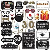 30th Birthday Photo Booth Props with Strike a Pose Sign - 31 Printed Pieces with Wooden Sticks