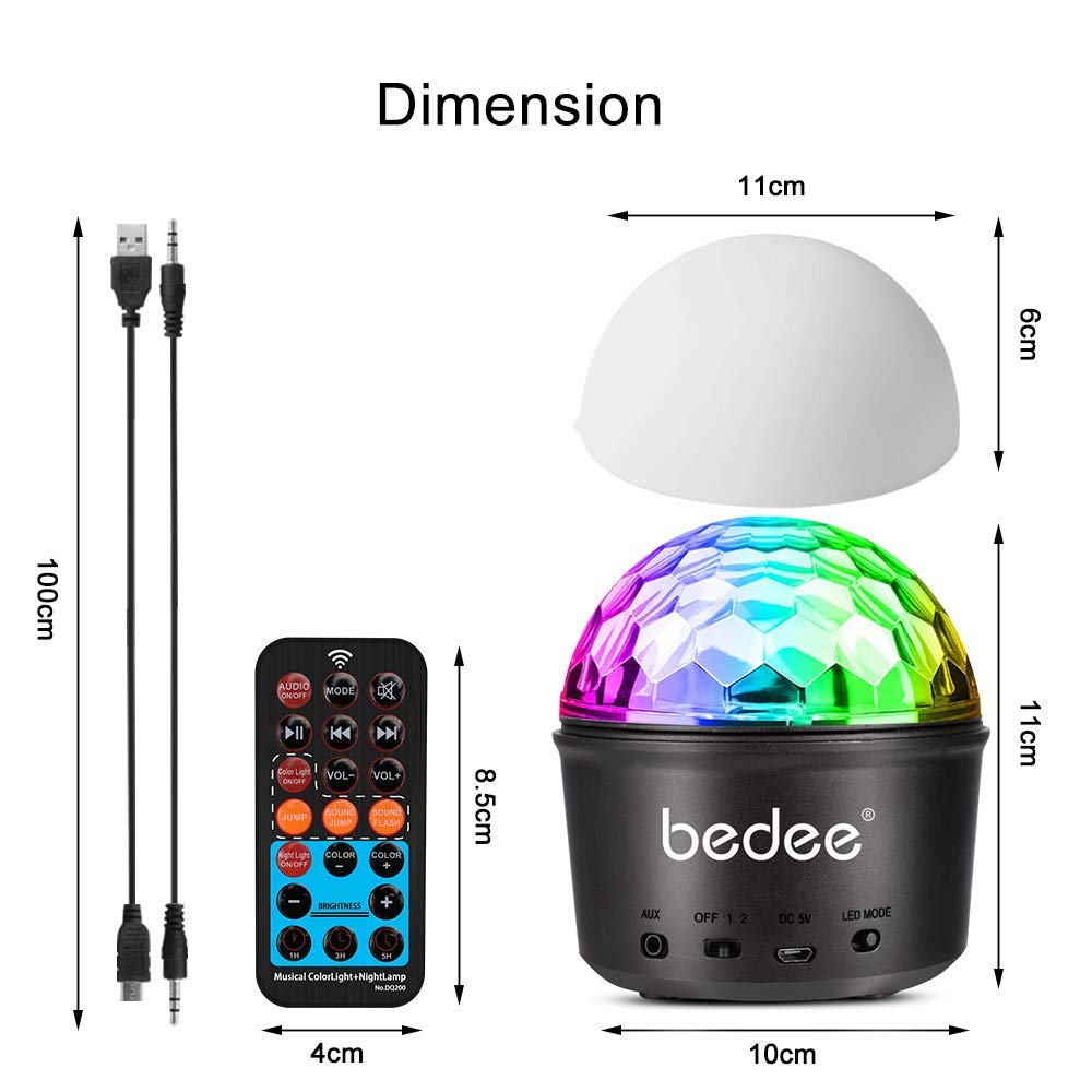 Luci Discoteca LED, bedee Luci Palco LED Palla Discoteca 9 Colori,USB Alimentata luci discoteca con Telecomando Effetti Luce Musica Attivata per party bar Birthday Club Disco DJ Regalo Bambini