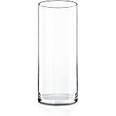 CYS EXCEL Cylinder Clear Glass Vase (H-16" D-6") | Multiple Size Choices Glass Flower Vase Centerpieces | Hurricane Floating Candle Holder Vase