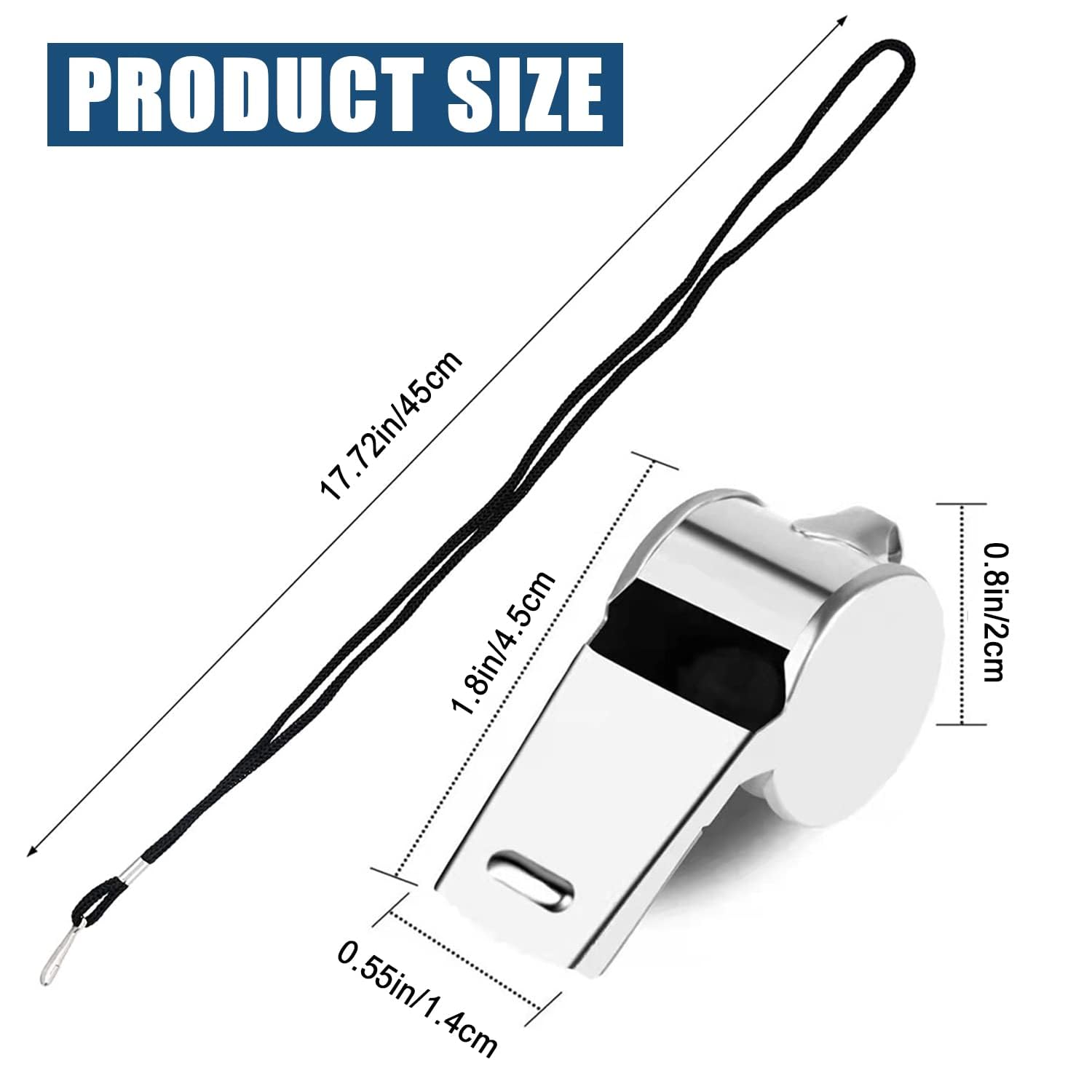3 Pcs Whistle,Stainless Steel Sports Whistle with Lanyard for Coaches Referees Emergency Outdoor Sports