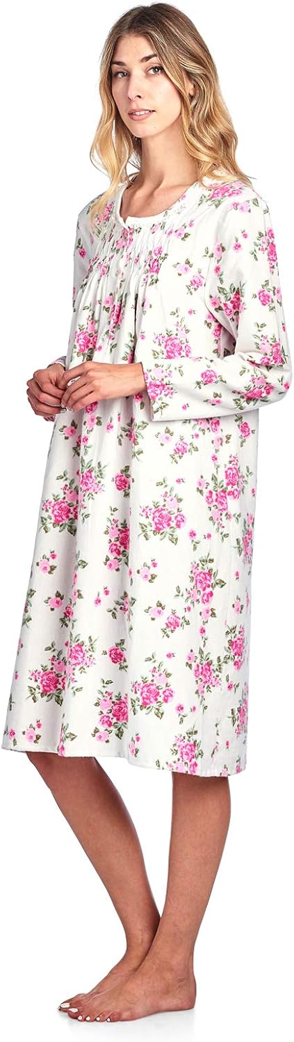 Casual Nights Women's Flannel Floral Long Sleeve Nightgown at  Women’s Clothing store