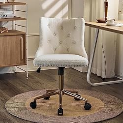 VINGLI White Teddy Fleece Armless Office Desk Chair