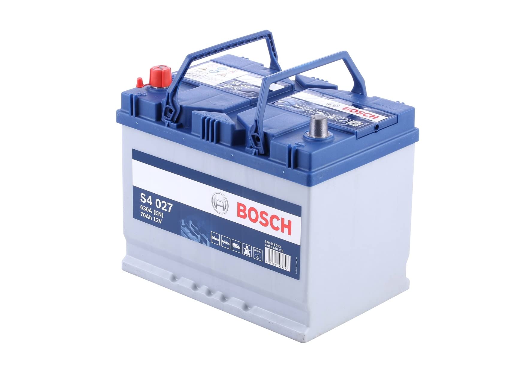 Bosch S4027 - car battery - 70A/h - 630A - lead-acid technology - for vehicles without Start/Stop system