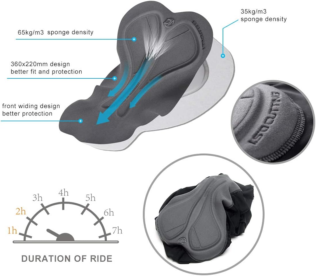 Santic Men's Cycling Bike Pants 4D Padded Compression Long Riding Bicycle Tights : Clothing