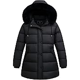 Pefflarge Women's Plus Size Down Coat| Waterproof, Windproof, Detachable Hood, Flannel Lined
