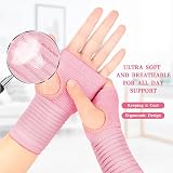 ACWOO Wrist Brace 2 Pack Elastic Support with Strap Pink Right Left view 3