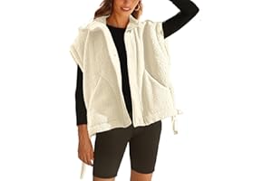 Yozazzy Sherpa Vest for Women Casual Sleeveless Fleece Fuzzy Jacket Winter Zip Up Gilet Outerwear with Pockets