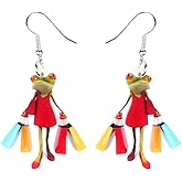NEWEI Cute Weird Acrylic Frog Earrings Dangle Funny Animals Jewelry for Women Accessories Charms