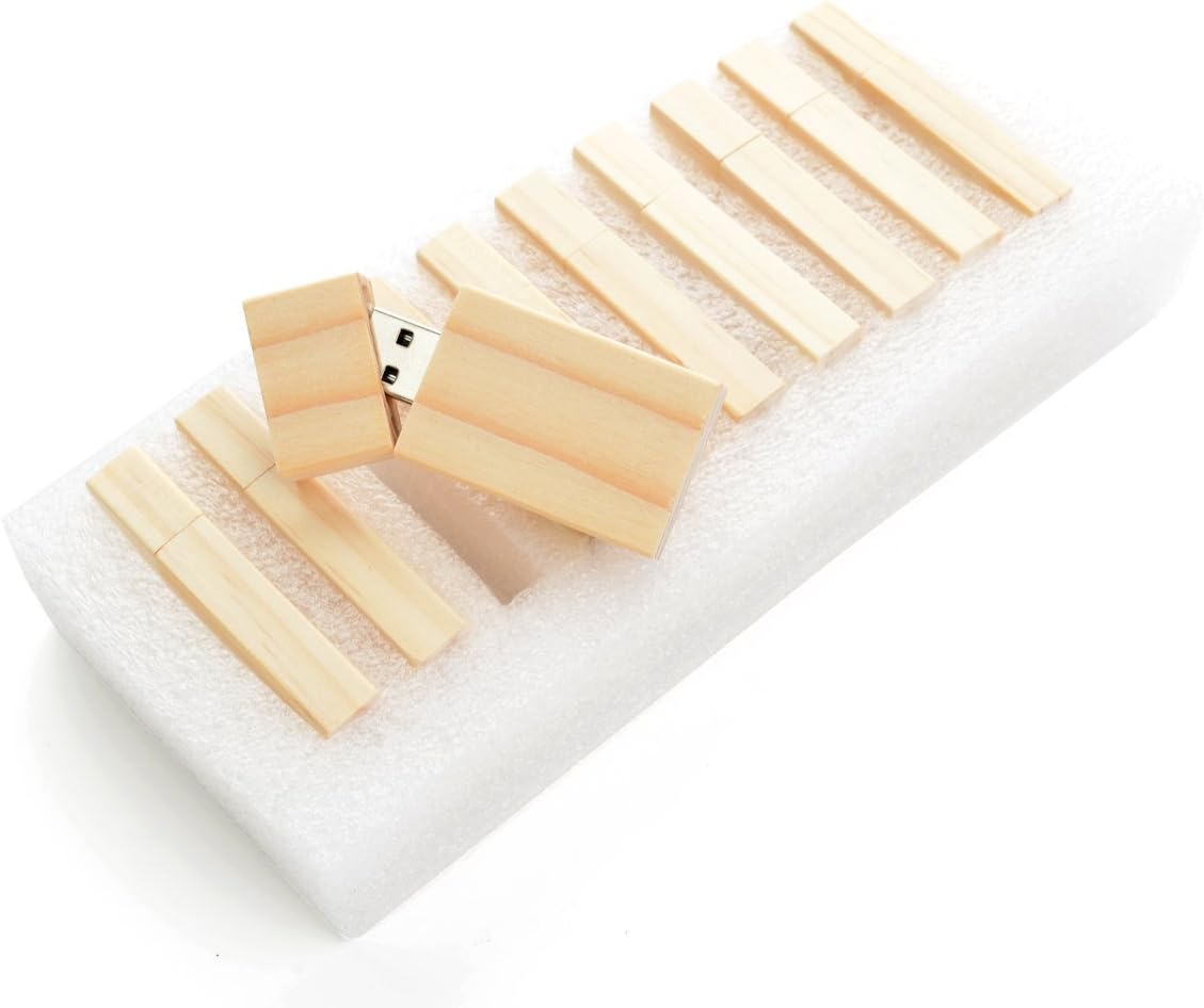 SameDayFlash 20 8GB Flash Drive - Bulk Pack - USB 8 GB 2.0 Wooden Birch Stick Design -