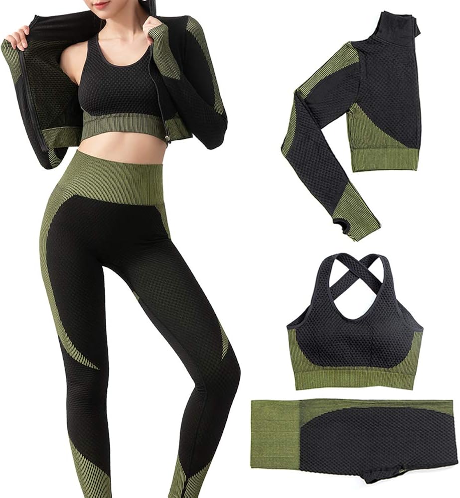 3PCS Stretchy Lightweight Yoga Clothing Set, Womens Workout Clothes Set UPF 50+ at Amazon Women