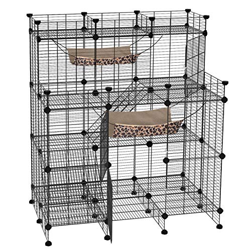 SONGMICS Small Animal Cage, MultiTier Mansion, Condo for Guinea Pigs