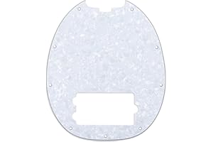 Musiclily 9 Hole Bass Pickguard for MusicMan MM StingRay 4 String Bass Guitar,4Ply White Pearl