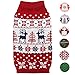 Blueberry Pet Ugly Christmas Reindeer Dog Sweater Turtleneck Holiday Family Matching Clothes for Dog, Tango Red & Navy Blue, Back Length 8