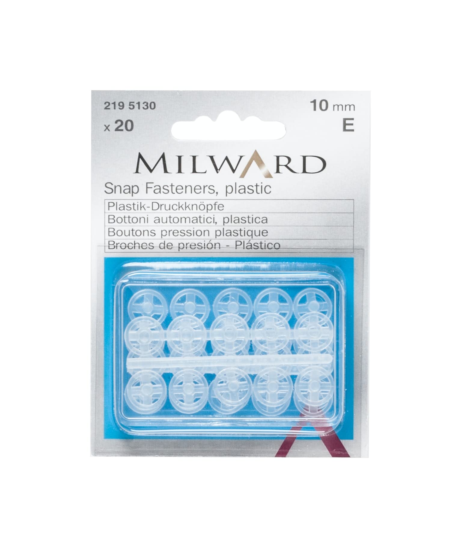 Milward Plastic Snap Fasteners, 10mm, Transparent, 2195130