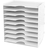 Uzant Paper Organizer Storage for Desk, 9 Tier Construction File Organizer Paper Sorter, Desktop Document Storage Holder for Home Office School, 14 1/8" x 10 1/4" x 15 3/8", White