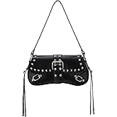 Fecialy Women's Y2k Shoulder Bag Handbag Studded Punk Rivet Purse Goth Trendy Leather Bags