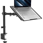 VIVO Single Laptop Notebook Desk Mount Stand, Fully Adjustable Extension with C-clamp, Fits up to 17 inch Laptops, Black, STA