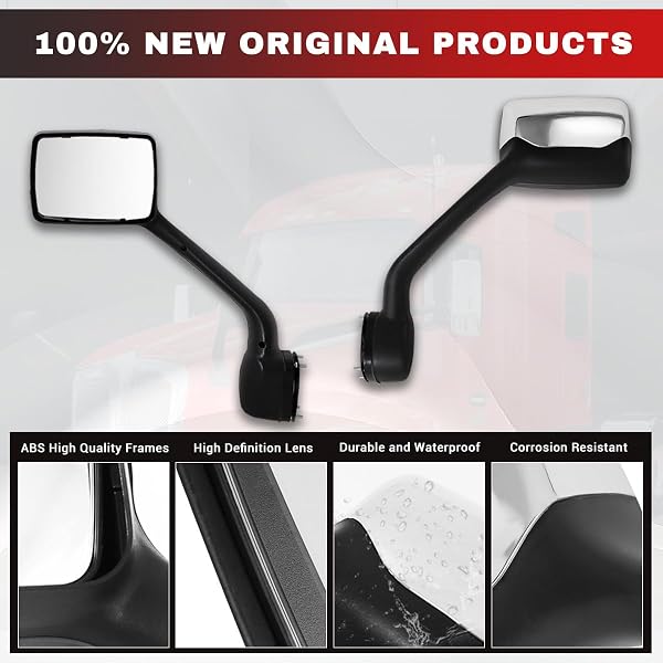 STERLIX CHROME HOOD MIRROR FOR KENWORTH T680 PETERBILT 579 PETERBILT 587 MIRROR OEM REPLACEMENT DRIVER LEFT (DRIVER LEFT SIDE)