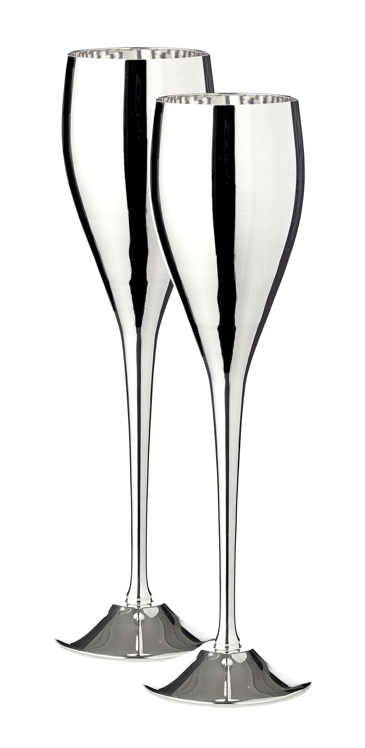 Edzard Set of 2 Champagne Goblets Dodo, Silver-Plated, Height 9 in, for 200 ml