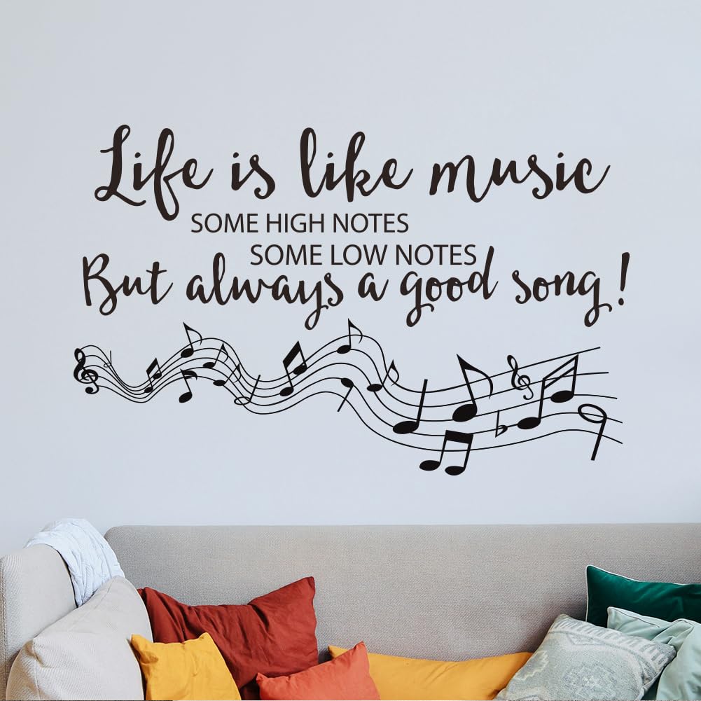 SUPERDANT Wall Sticker with Music Sheets, Music Quotes, Wall Sticker, Music Text Wall Sticker, Peel and Stick, DIY Vinyl Wall Sticker for Music Room, Classroom, Living Room, Wall Decoration
