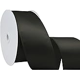 Simplegoal Black 2.5 Inch Continuous 25 Yards Satin Wired Ribbon Valentine's Day Ribbons for Gift Wrapping Bows Making Home Decor Wreaths Garland Crafts Christmas Tree Bows